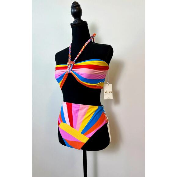 Show Me Your Mumu Swim Palma Bottom in Rainbow Key Large Lined Stretch Swim - Picture 3 of 5